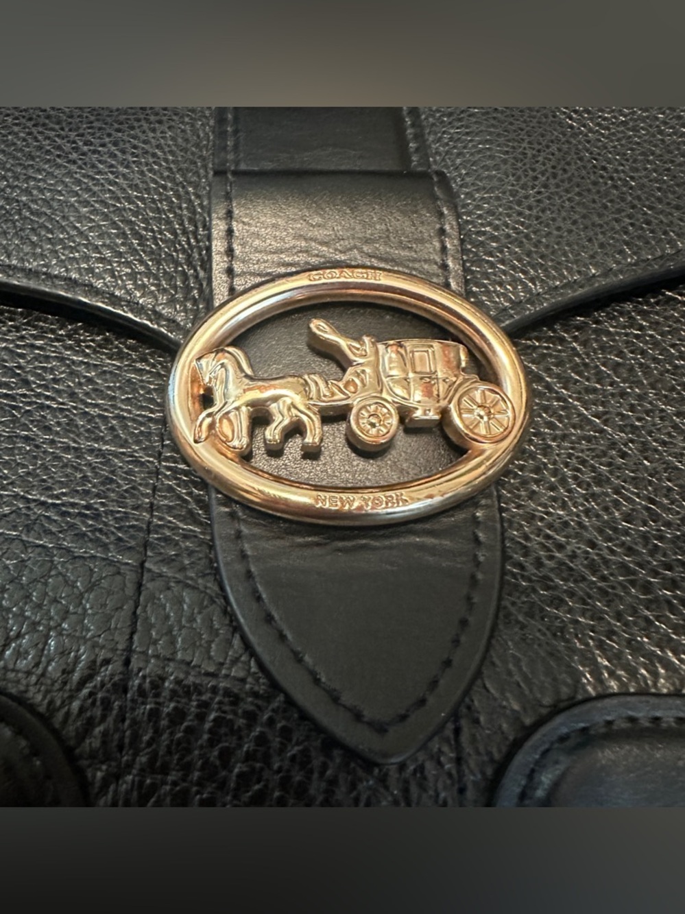 Coach Georgiana, black, pebble leather and gold hardware No: B2122-5493 - Picture 3 of 13